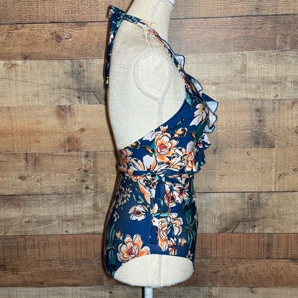 MODCLOTH The Reese One-Piece Blue Floral Swimsuit *no size tag* - Picture 5 of 9